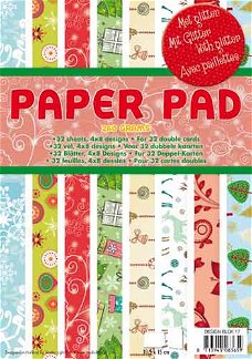 Paper Pad - 32 vel 4x8 Glitter dessins Kerst