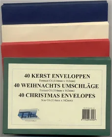 C6 Enveloppen 40 st. 4 Kerst Kleuren - 114x162mm.