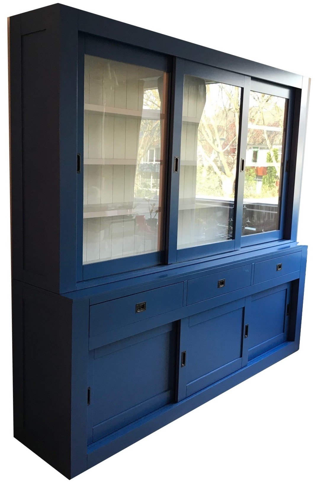 Buffetkast Enschede blauw - wit 240 x 50/40 x 220cm - nr. 1