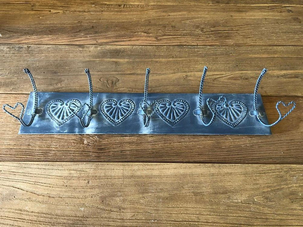 Kapstok element "love" zink, 5 haaks-ophanging handoek - Afbeelding 2