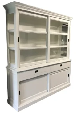 Buffetkast wit met schuifdeuren en soft close laden 200 x 220cm