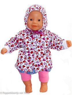 Chou Chou 36 cm Jasje wit met roze/rode hartjes