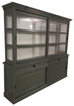 Buffetkast Montfoort Olijf groen - wit 220 x 50/40 x 220