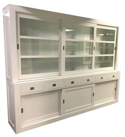 Buffetkast Hasselt RVS grepen wit - wit 300 x 50/40 x 220cm