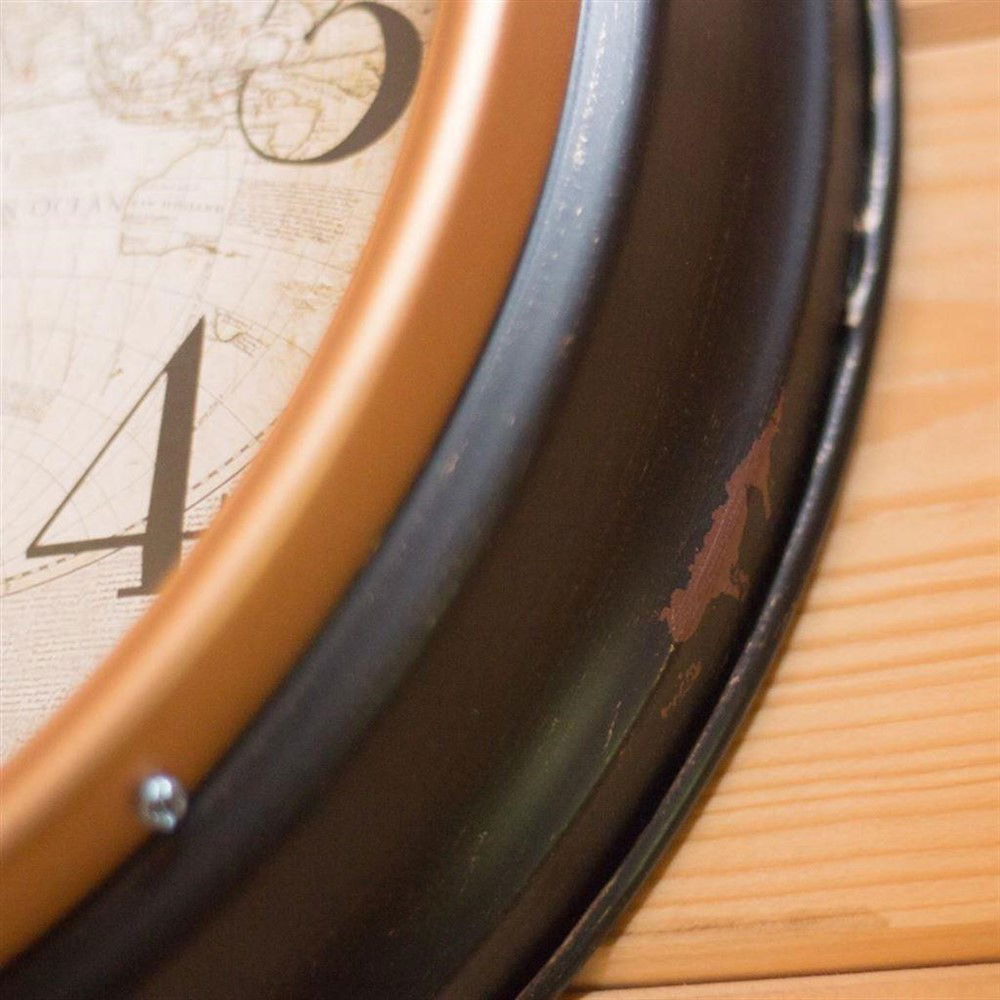 Wandklok in vintage look, klok met 18e-eeuws wereldmot - Afbeelding 3