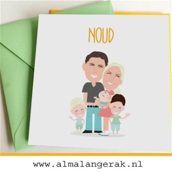 geboortekaartjes met cartoon van het gezin - familieportret avent luvion alecto - 3