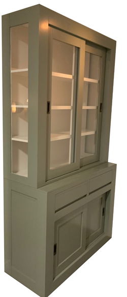 Buffetkast Petten Engels groen - wit 120 x 50/40 x 220cm