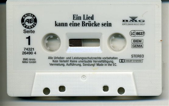 Ein Lied kann eine Brücke sein 12 nr cassette 1995 ZGAN - 3