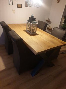 Massief eikenhouten boomstam tafel!!! - 0