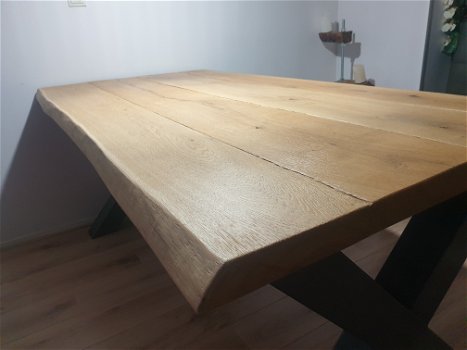 Massief eikenhouten boomstam tafel!!! - 3