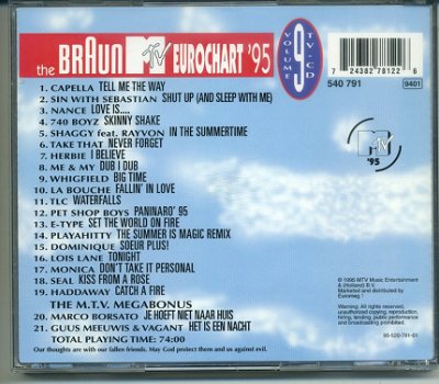 The Braun MTV Eurochart '95 vol 9 cd 1995 21 nrs ZGAN - 1