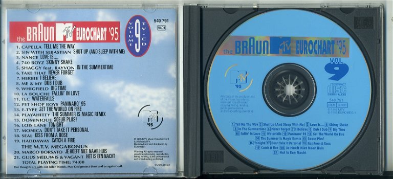 The Braun MTV Eurochart '95 vol 9 cd 1995 21 nrs ZGAN - 2