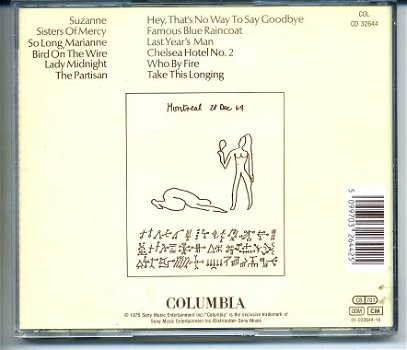 Leonard Cohen Greatest Hits 12 nrs cd ZGAN - 1