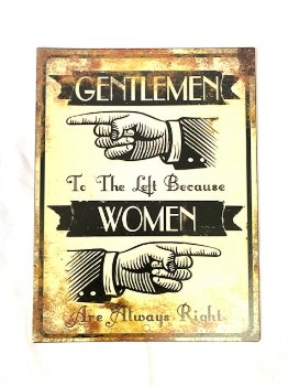 Metalen bord Tin Sign Gentlemen Women - 0