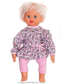 Pop 38 cm 2 dlg. Setje roze/groene blaadjes