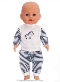 Baby Born Badpopje 32 cm Jongens pyjama blauw/wit/streepjes