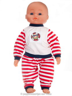 Hema pop 40 cm Jongens pyjama rood/wit/streep