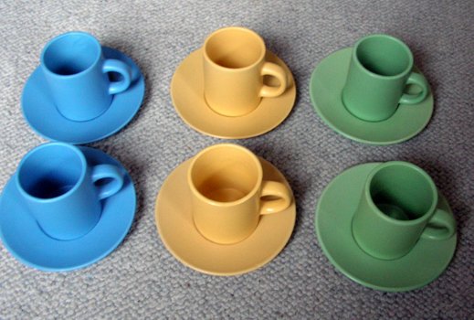 Espresso set 6 trendy espresso kop & schotel 3 Colours NIEUW - 0