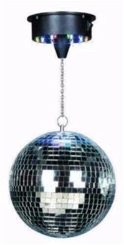 Disco spiegel bol 20 cm met led motor (220B). - 3