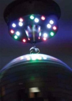 Disco spiegel bol 25 cm met led motor (221B) - 4