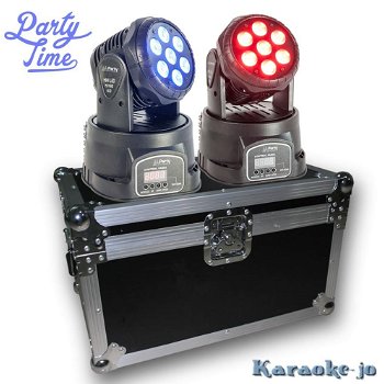 2 x PARTY-WASH7 Movinghead 7x8 Watt LED incl. flightcase - 0