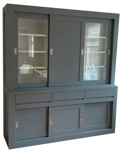 Buffetkast grijs - wit Assen 200 x 50/40 x 220cmcm dichte middendeur
