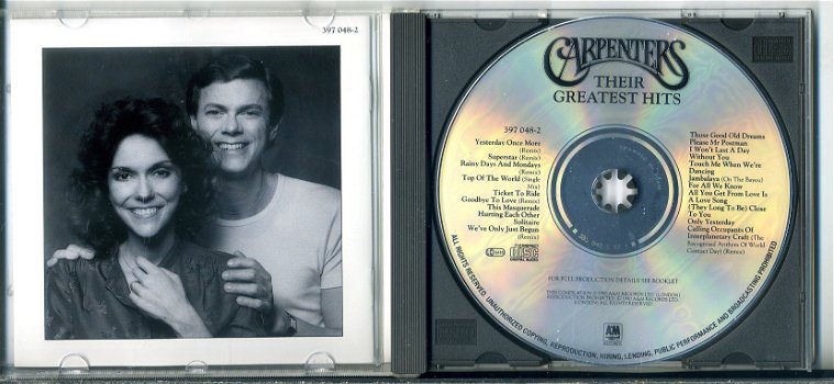 Carpenters Their Greatest Hits 20 nrs cd 1990 ZGAN - 2