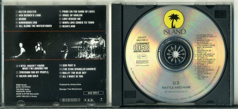 U2 Rattle and Hum 17 nummers cd 1988 ZGAN - 2