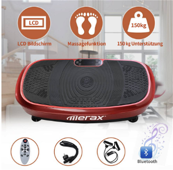 Merax Vibration Plate 3D Wipp Vibration Technology With Bluetooth Speaker - Red - 3