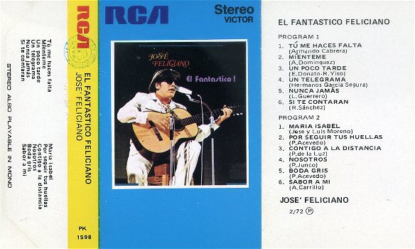 Jose Feliciano El Fantastico Feliciano 12 nrs cassette ZGAN - 1