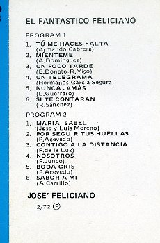 Jose Feliciano El Fantastico Feliciano 12 nrs cassette ZGAN - 2