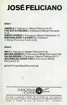 Jose Feliciano Angela 11 nrs cassette 1976 ZGAN - 2