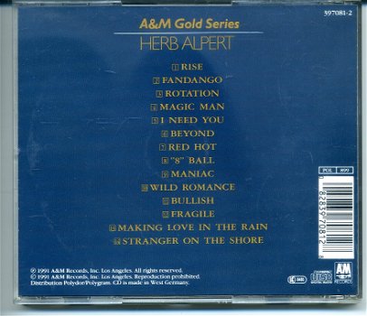 Herb Alpert A&M Gold Series 14 nrs cd 1991 ZGAN - 1