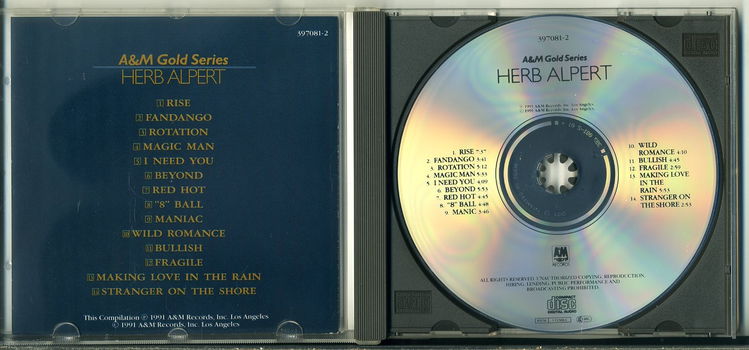 Herb Alpert A&M Gold Series 14 nrs cd 1991 ZGAN - 2