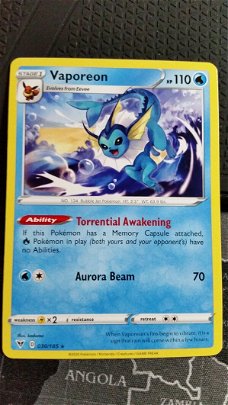 Vaporeon  030/185  Rare Sword & Shield: Vivid Volta