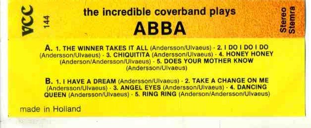 The Incredible Coverband Plays ABBA 10 nrs cassette ZGAN - 2