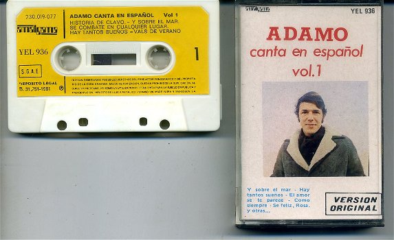 Adamo Canta en Espanol vol. 1 cassette made in SPAIN ZGAN - 0