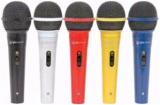 Set van vijf gekleurde dynamische microfoons (854-E)