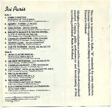 ICI Paris Franse artiesten cassette 1984 14 nrs ZGAN - 2