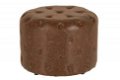 Poef Chesterfield 60cm vintage bruin rond - 5 - Thumbnail