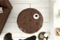 Poef Chesterfield 60cm antiek bruin rond - 1 - Thumbnail