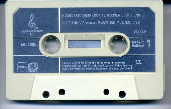 Noordermannenkoor Van U wil ik zingen 12 nr cassette 1979 ZG - 4