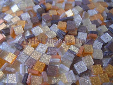Mozaïek steentjes Glitter BRUIN 5 x 5 ca. 100st - 0