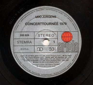 Udo Jurgens Concerttoernee 1979 12 nrs PROMO LP ZGAN - 2