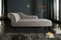 Loungebank Chesterfield zilvergrijs fluweel - 1 - Thumbnail