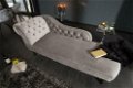 Loungebank Chesterfield zilvergrijs fluweel - 2 - Thumbnail