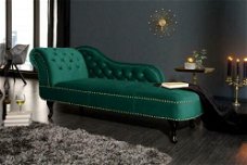 Loungebank Chesterfield smaragdgroen fluweel