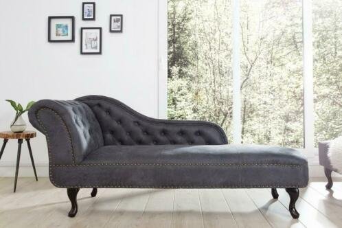 Loungebank Chesterfield grijs vintage uiterlijk - 0