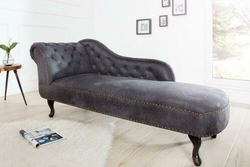 Loungebank Chesterfield grijs vintage uiterlijk - 1