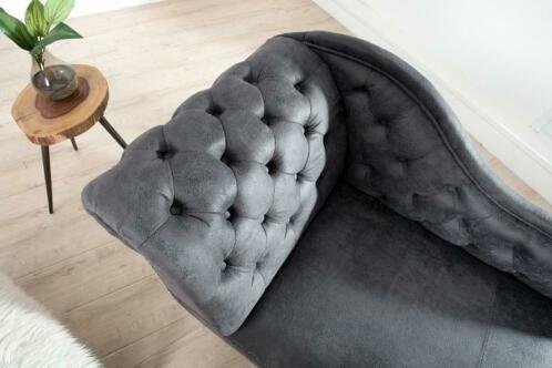 Loungebank Chesterfield grijs vintage uiterlijk - 2